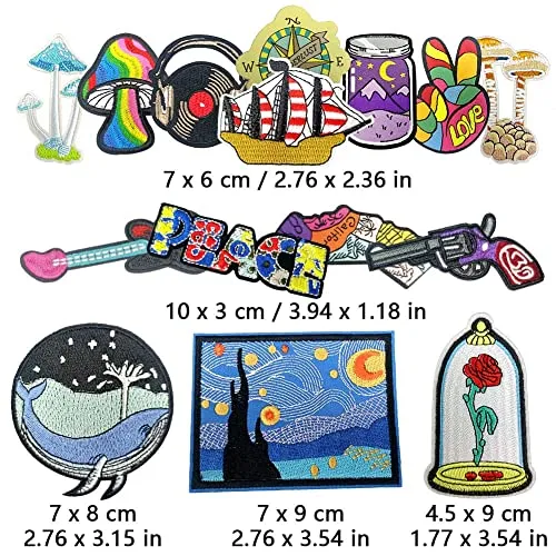 15 Pieces Aesthetic Outdoors Theme Iron On Patches, Iron On Patches for Clothing Jackets Backpacks Jeans, Each Embroidered Patch is Durable and Sticks for Pants Hats All Fabric