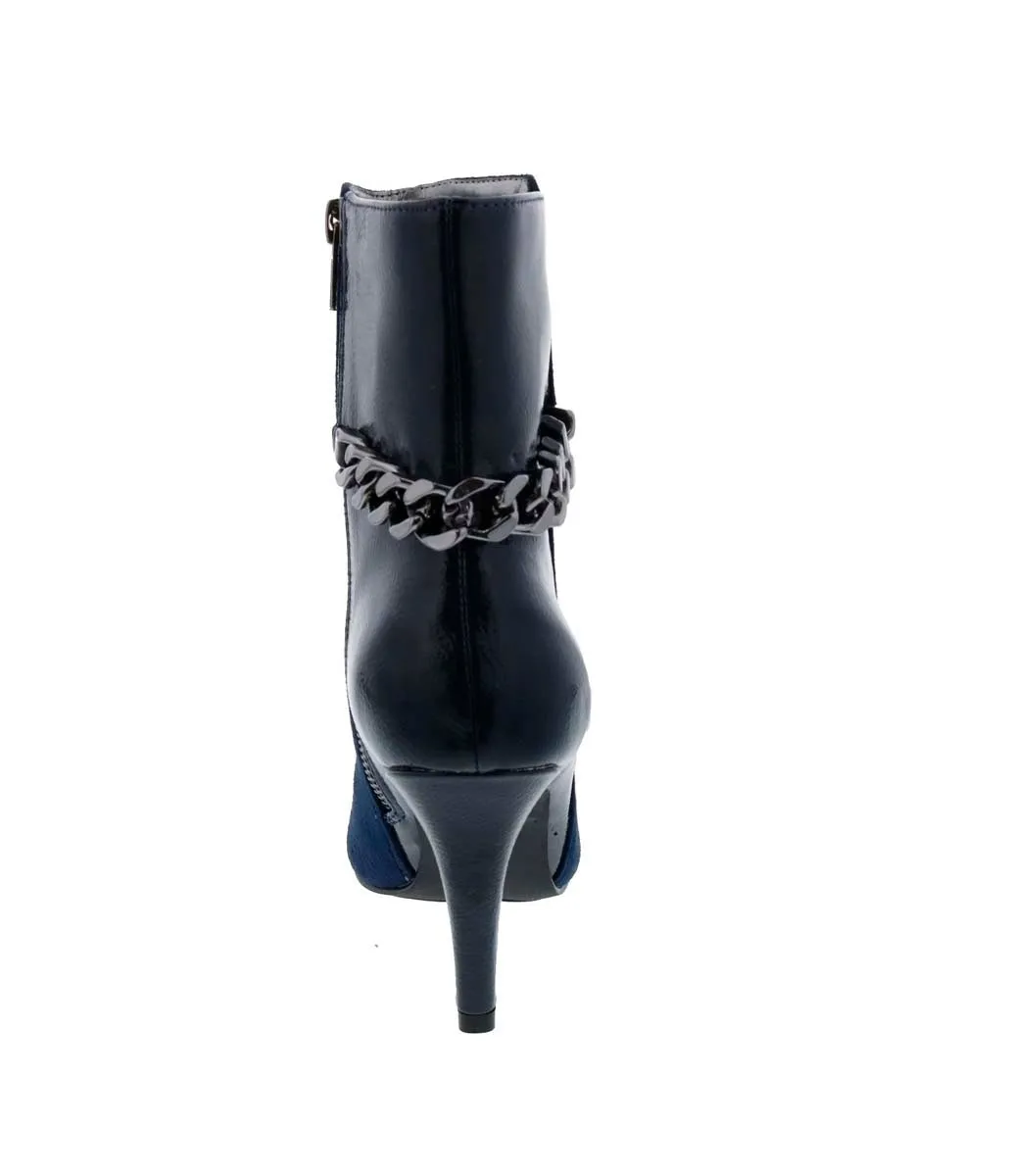 Bellini Chain Women Booties In Black Micro/patent