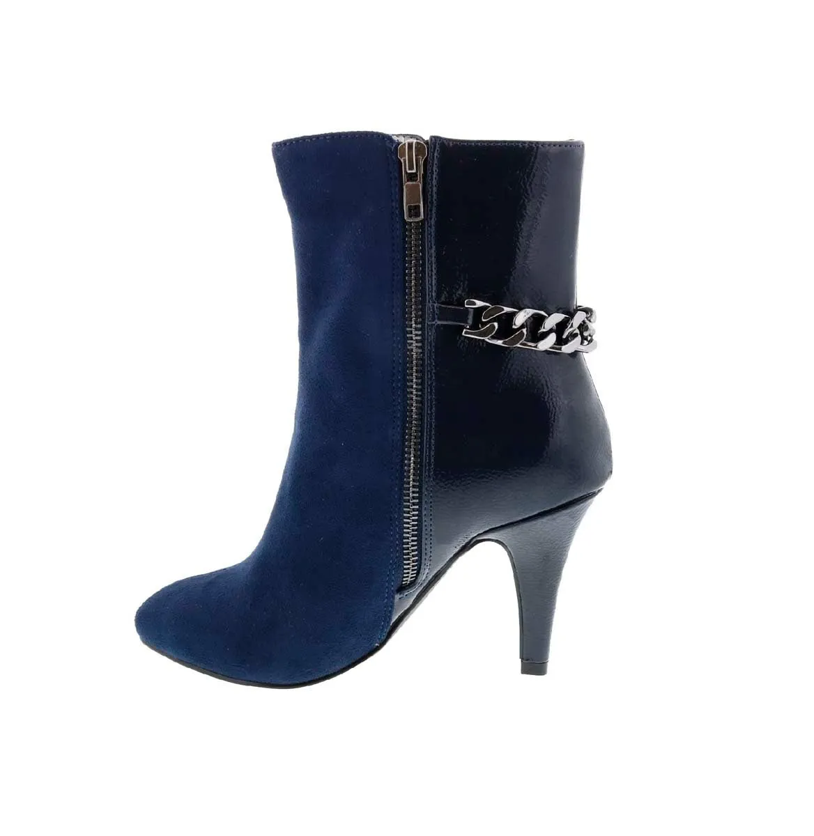 Bellini Chain Women Booties In Black Micro/patent