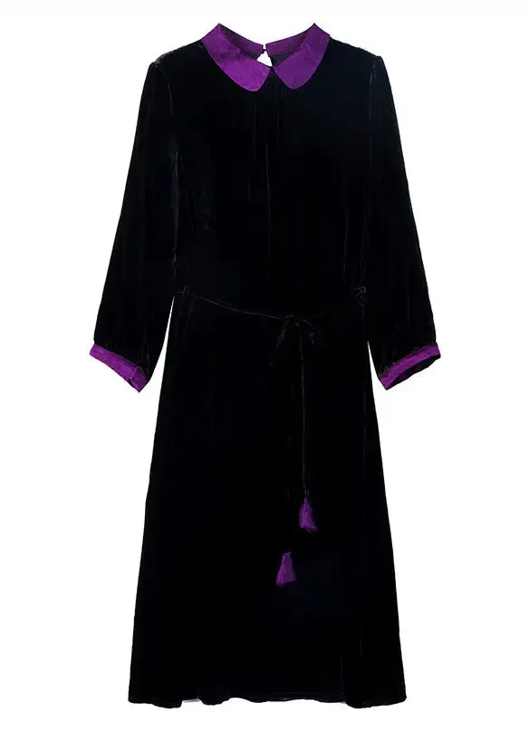 Boho Patchwork Silk Velour Maxi Dresses