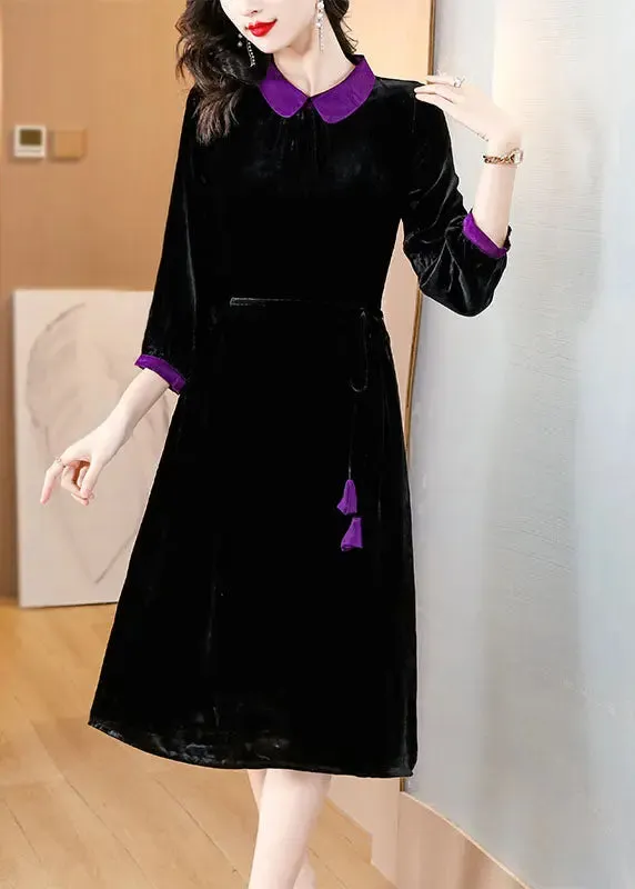 Boho Patchwork Silk Velour Maxi Dresses
