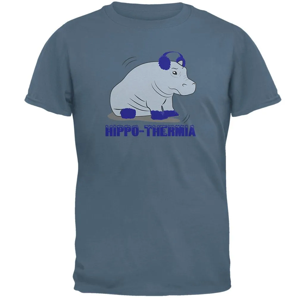 Hippo Hippothermia Cold Winter Funny Mens T Shirt