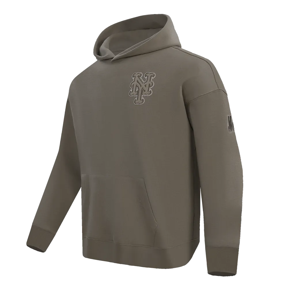 MLB NEW YORK METS NEUTRAL MEN'S DROP SHOULDER PO HOODIE (DARK TAUPE)