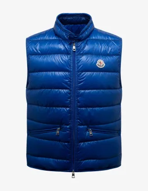 Moncler Gui Blue Nylon Down Gilet