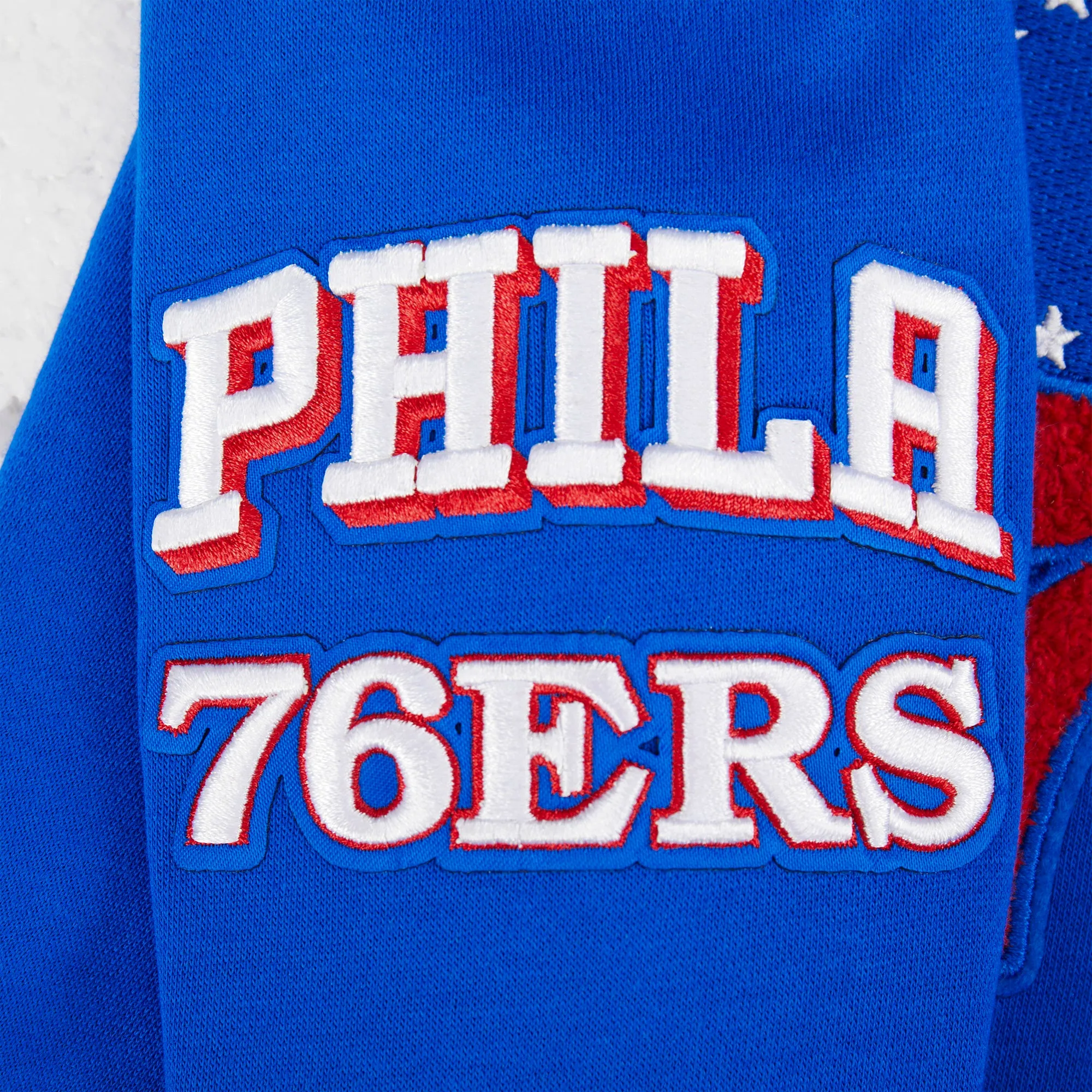 NBA PHILADELPHIA 76ERS RETRO CLASSIC BIG BOYS RIB FLC PO HOODIE (ROYAL BLUE/RED)