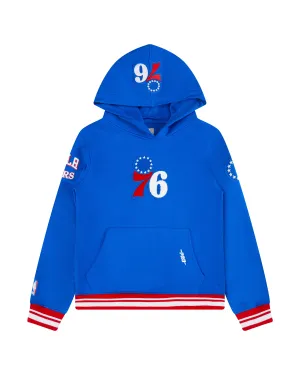 NBA PHILADELPHIA 76ERS RETRO CLASSIC BIG BOYS RIB FLC PO HOODIE (ROYAL BLUE/RED)