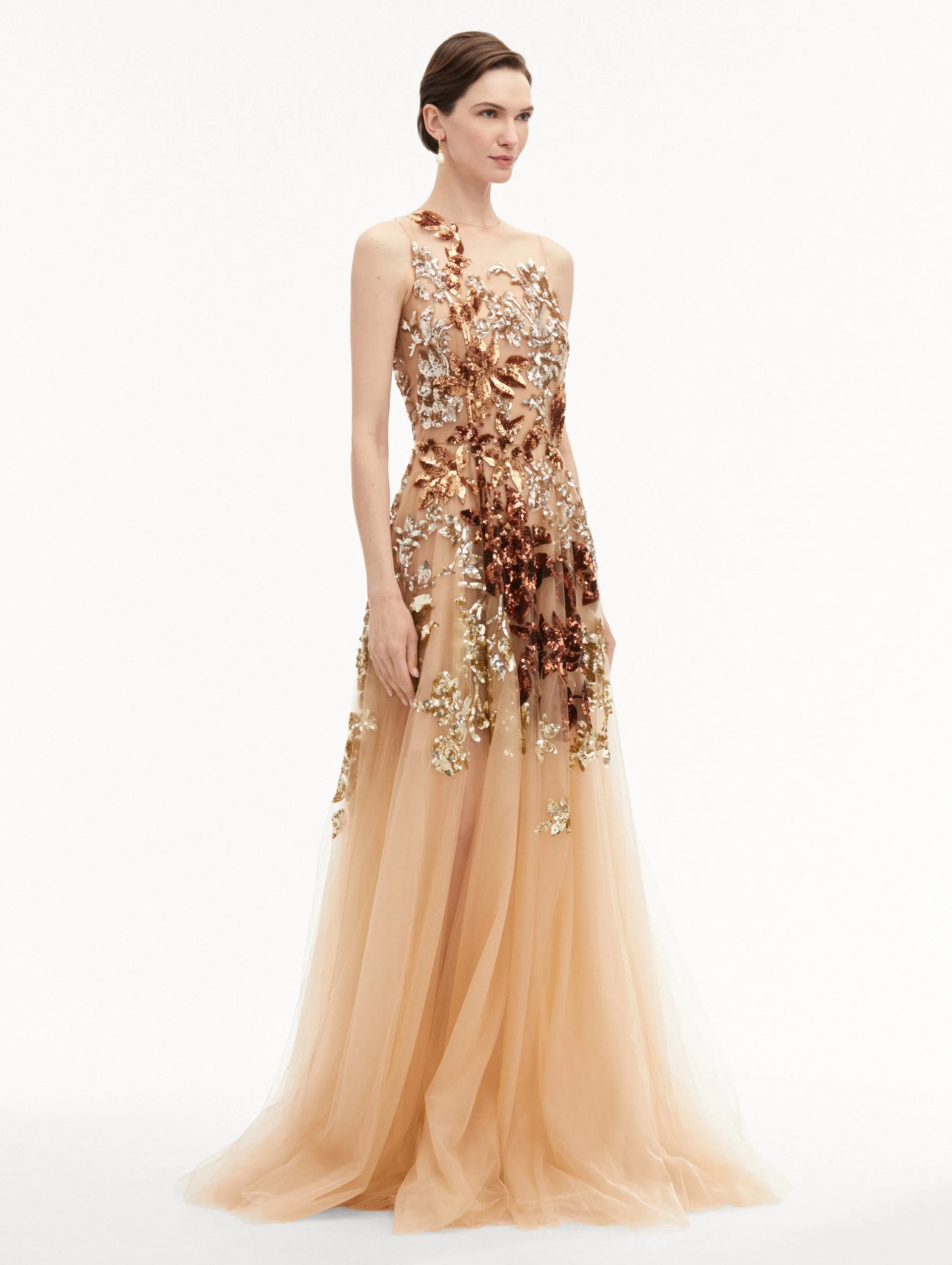 Ombré Sequin Peony Gown
