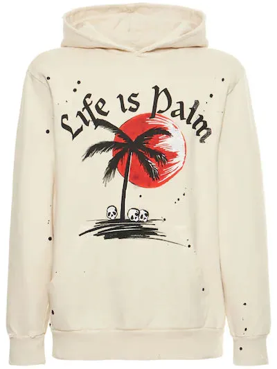 Palm Angels Sunset Printed Hoodie Cream