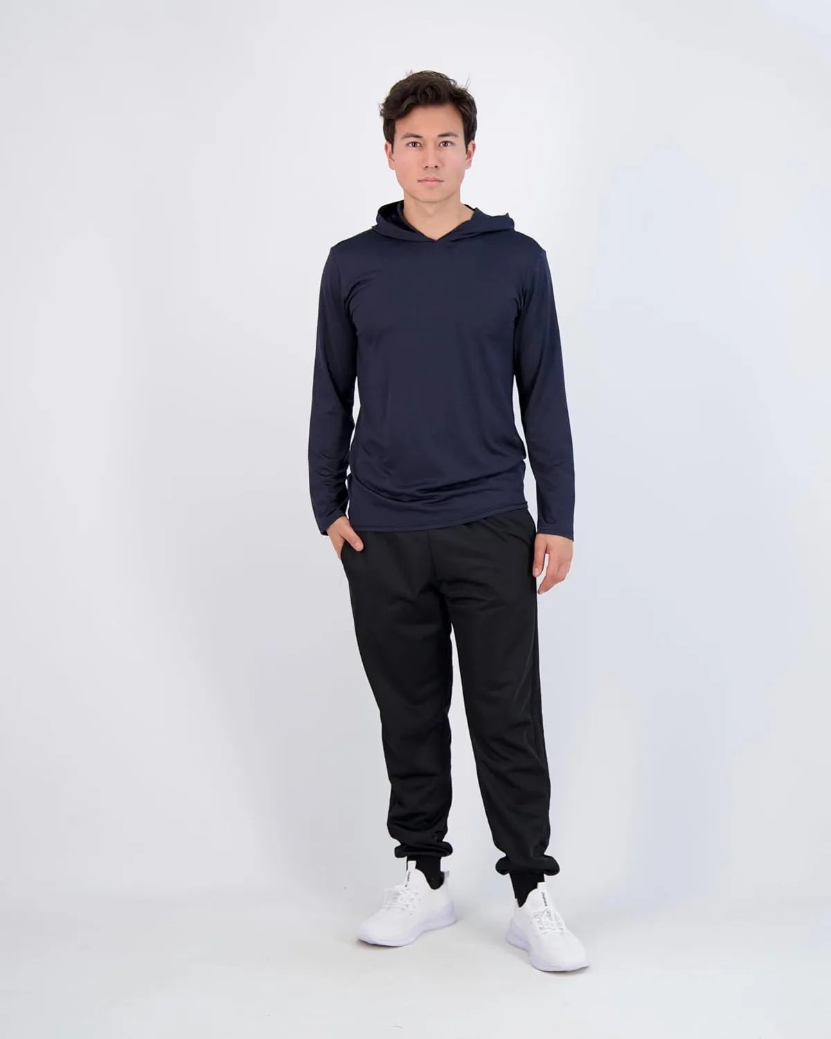 Real Essentials 3 Pack: Men's Dry Fit Wicking Long Sleeve Fishing Active Hoodie Pullover Sweatshirt (Big & Tall)