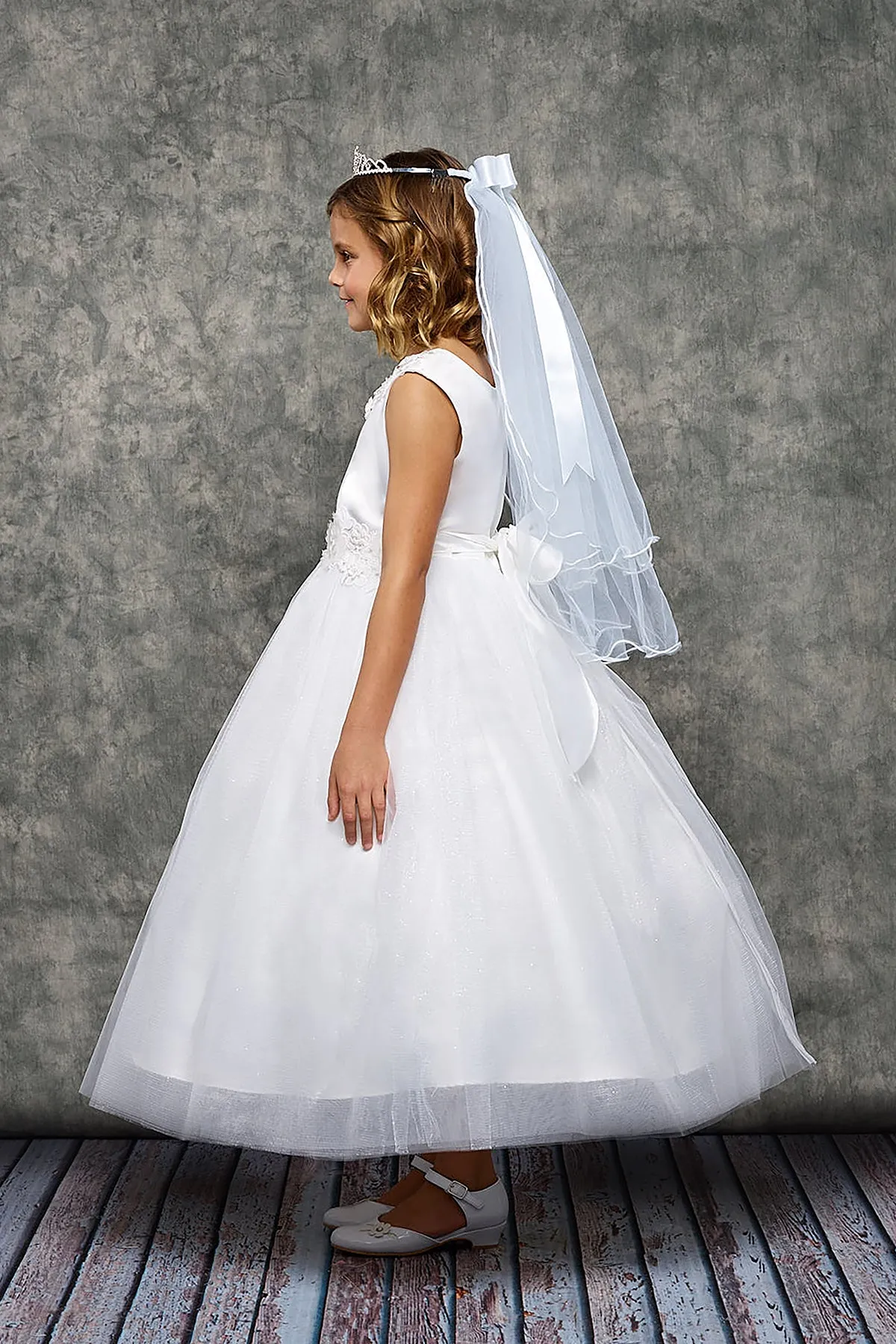*RESTOCKED* 458-A Luxurious Princess Ballgown Dress with Floral Trim and Plus Sizes