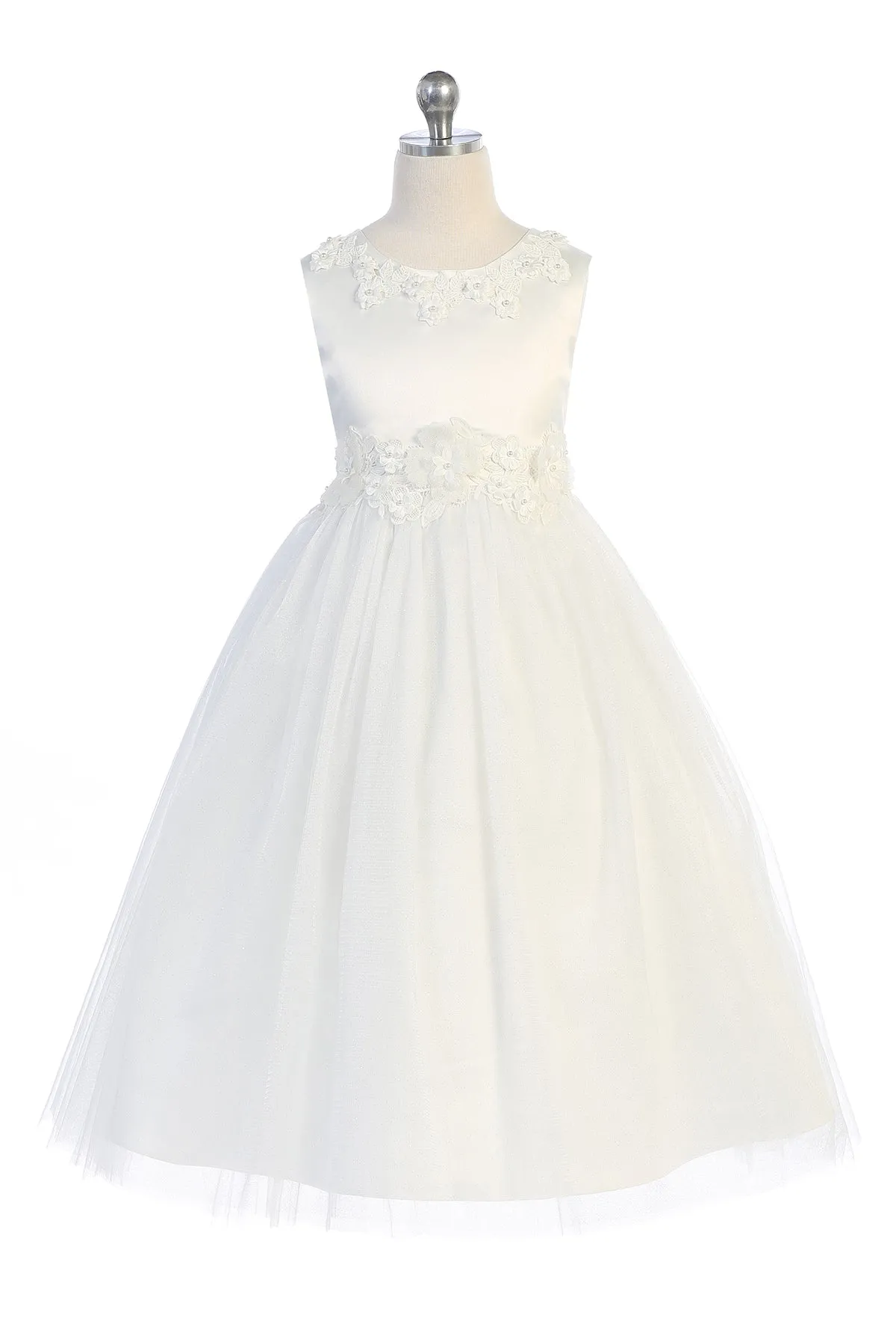 *RESTOCKED* 458-A Luxurious Princess Ballgown Dress with Floral Trim and Plus Sizes