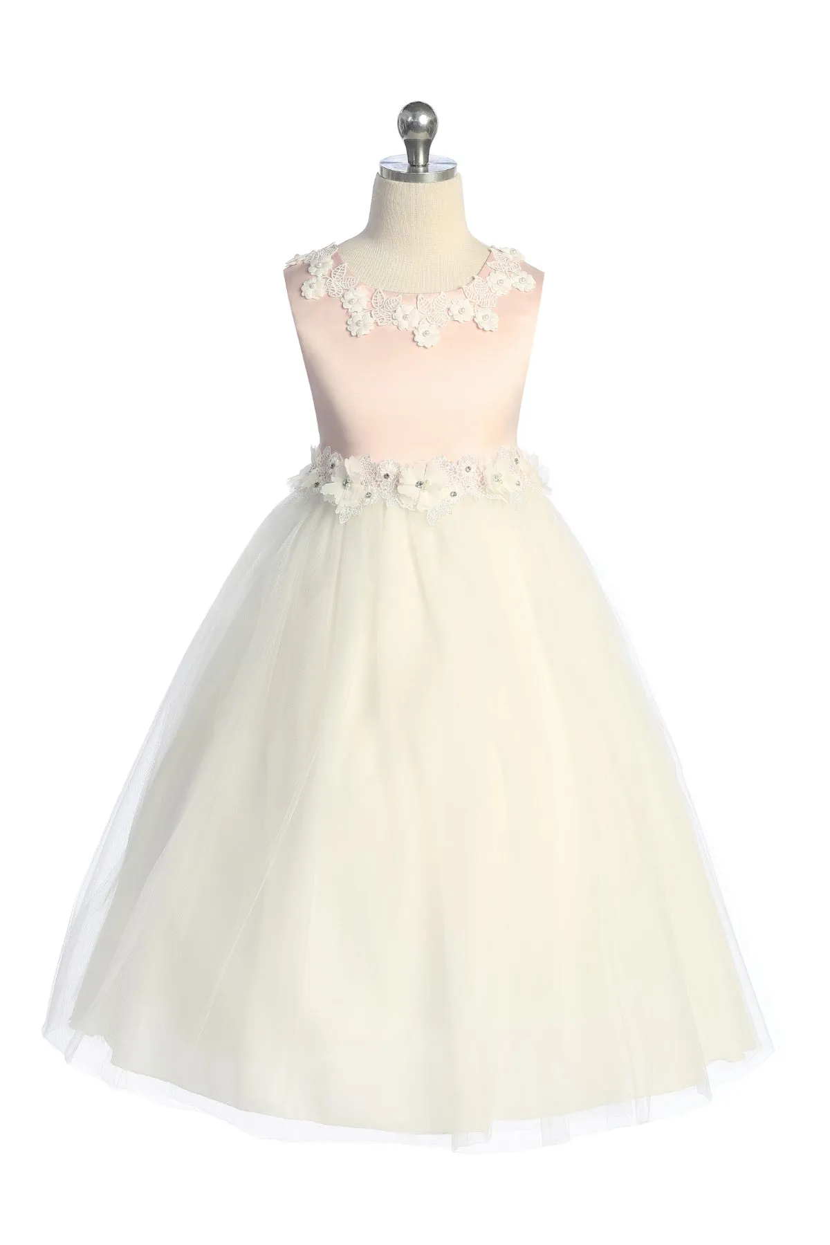 *RESTOCKED* 458-A Luxurious Princess Ballgown Dress with Floral Trim and Plus Sizes