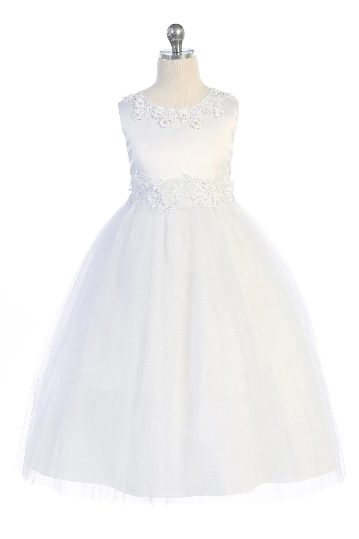 *RESTOCKED* 458-A Luxurious Princess Ballgown Dress with Floral Trim and Plus Sizes