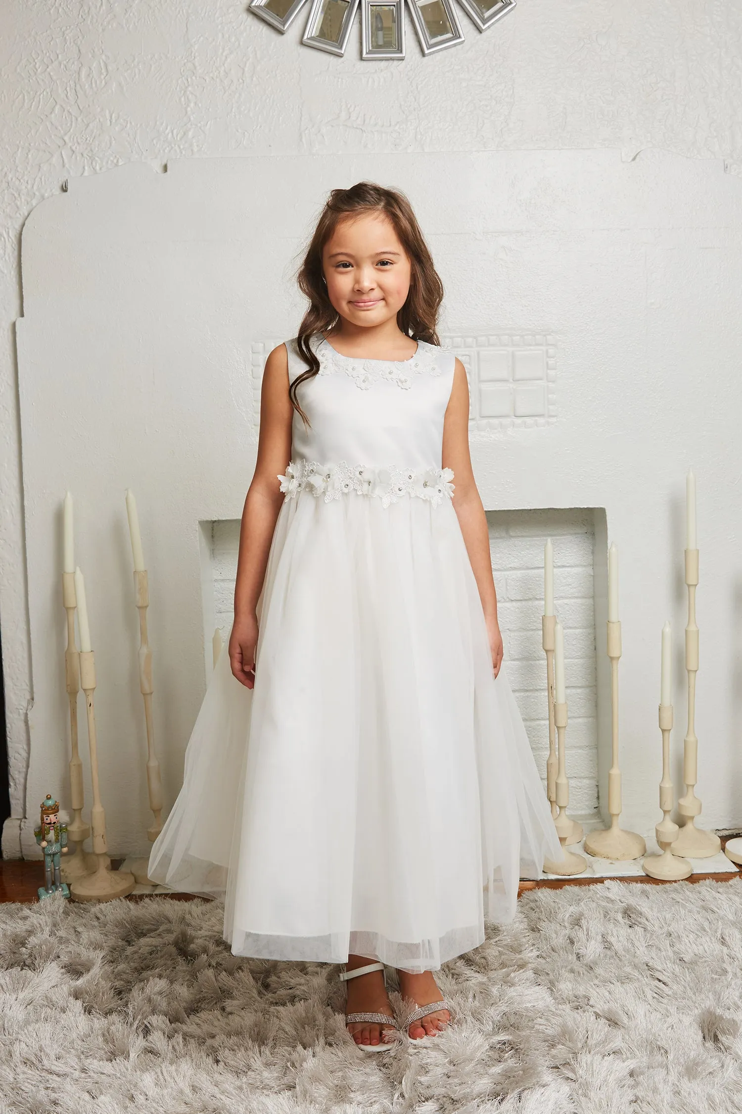 *RESTOCKED* 458-A Luxurious Princess Ballgown Dress with Floral Trim and Plus Sizes