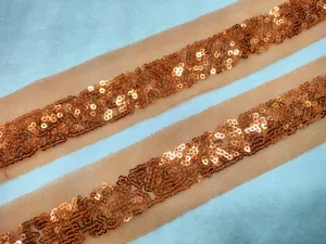 Rose Golden Sequins Lace Border