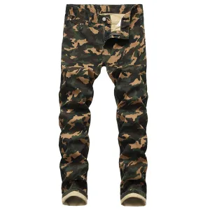 Slim-Fit Stretch Urban Casual Camouflage Chinos
