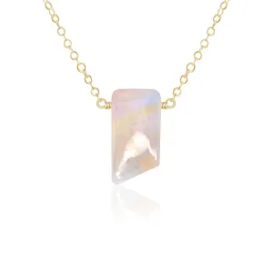 Small Smooth Rainbow Moonstone Crystal Slab Necklace