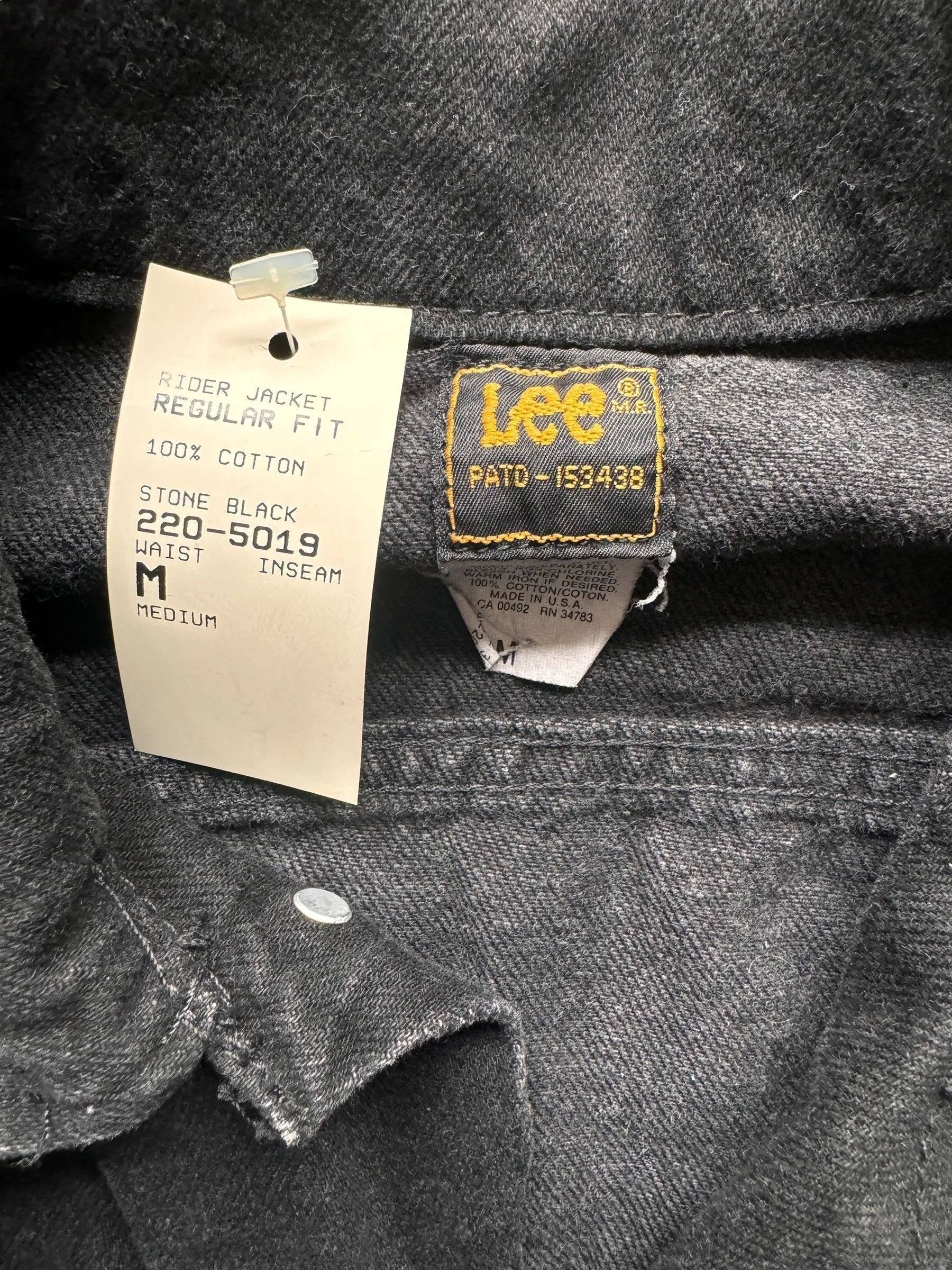 Vintage 90s Era New Old Stock Black Lee 101-J Jacket SZ M