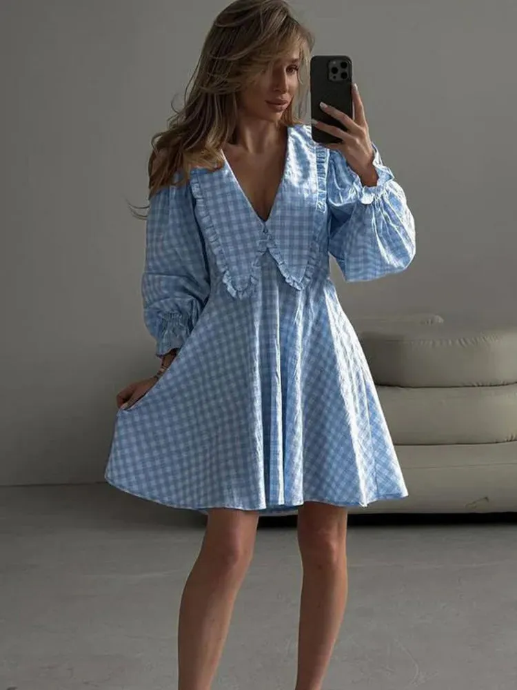 Women's Bow Collar A-Line Dress for Fall Outings