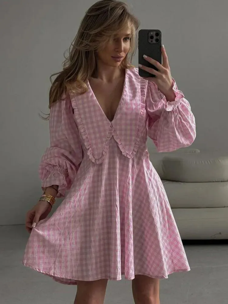 Women's Bow Collar A-Line Dress for Fall Outings
