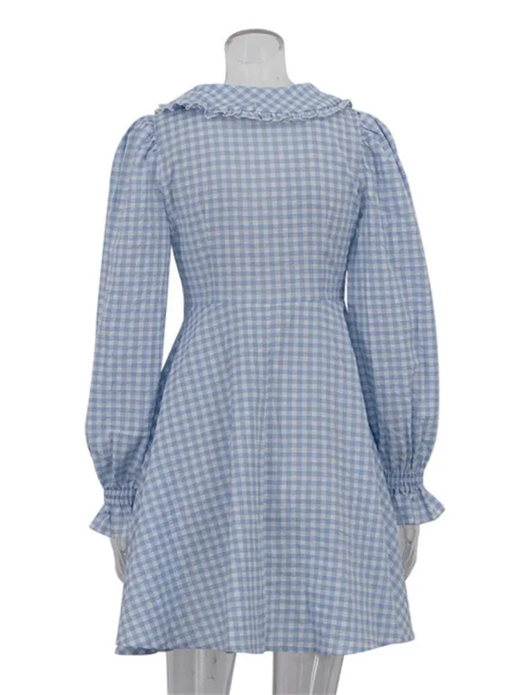 Women's Bow Collar A-Line Dress for Fall Outings